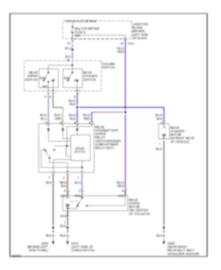 Электросхема заднего стеклоочистителя дворника и омывателя для Mitsubishi Montero Sport XLS 1997
