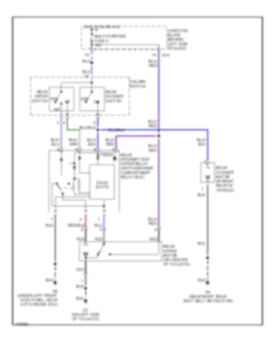 Электросхема заднего стеклоочистителя и омывателя стекла для Mitsubishi Montero Sport LS 2004