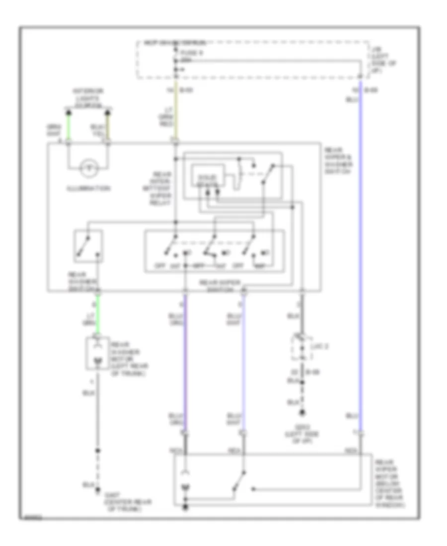 Rear Wiper Washer Wiring Diagram for Mitsubishi Eclipse GS 1996