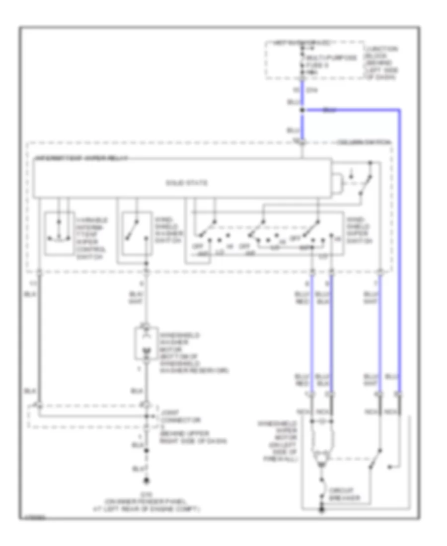 Электросхема передних стеклоочистителей дворников и омывателя лобового стекла для Mitsubishi Montero Sport XLS 2004
