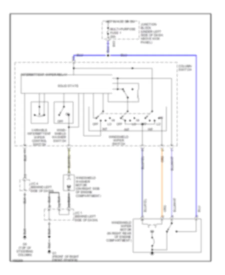 Неустойчивая Электросхема стеклоочистителя, дворников и омывателя для Mitsubishi Mirage LS 2002