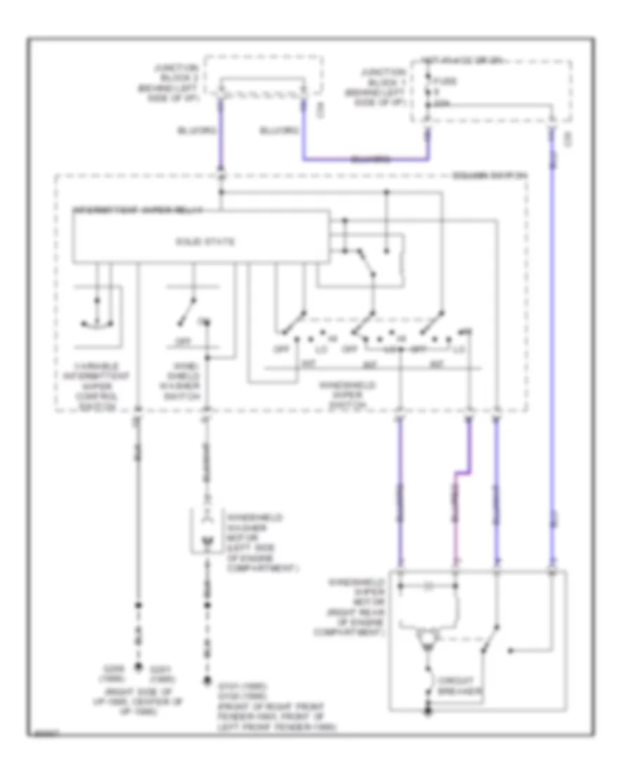 Электросхема стеклоочистителя, дворников и омывателя для Mitsubishi Galant ES 1996