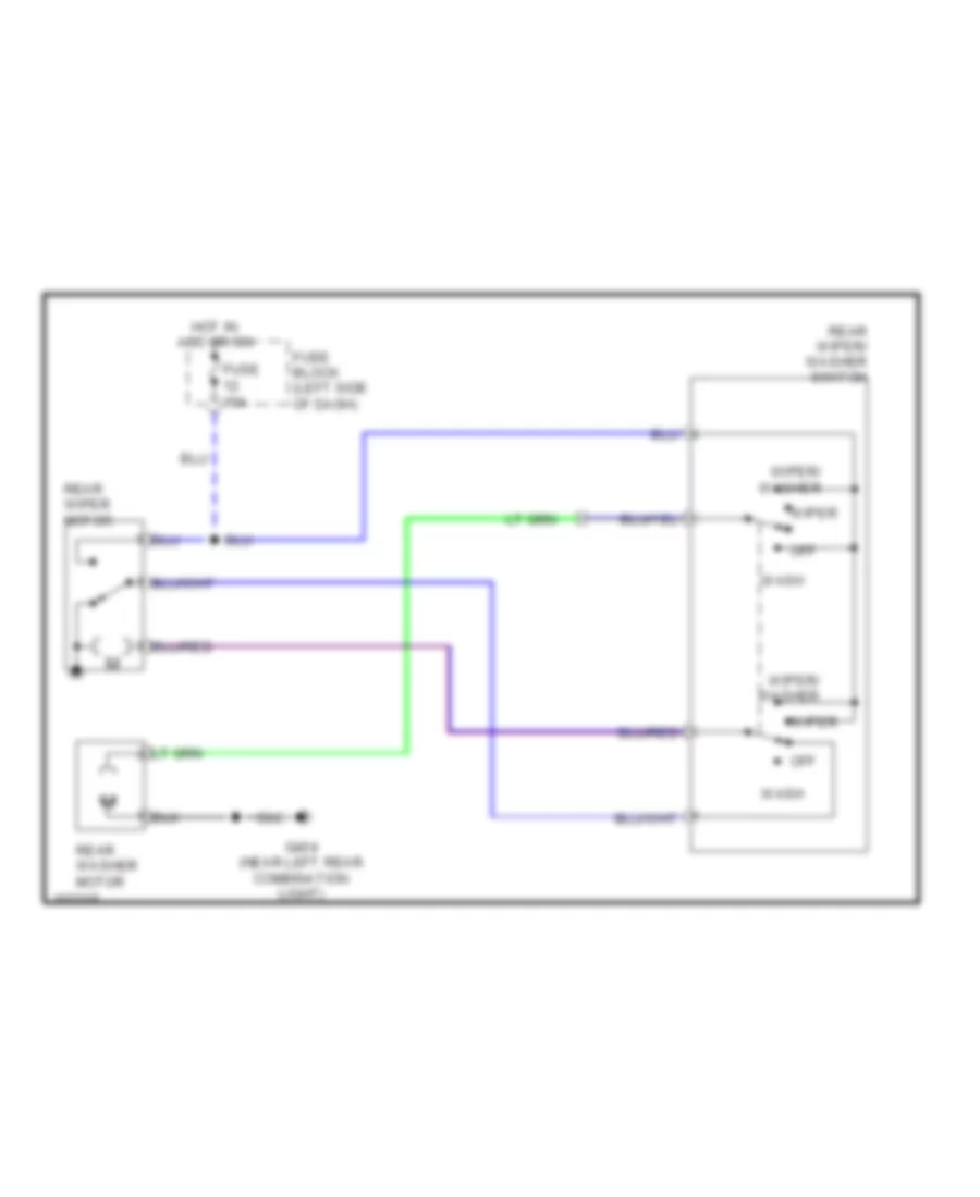 Электросхема заднего стеклоочистителя и омывателя стекла для Mitsubishi Van LS 1990