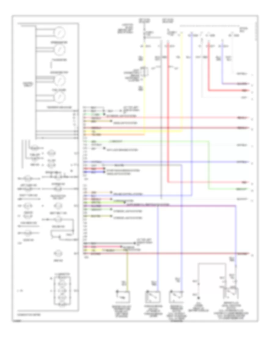 Instrument Cluster Wiring Diagram, Except Evolution (1 of 2) for Mitsubishi Lancer Evolution MR 2006