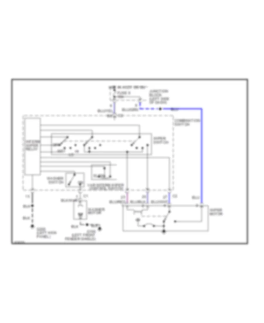 Электросхема передних стеклоочистителей дворников и омывателя лобового стекла для Mitsubishi Eclipse GS 1991