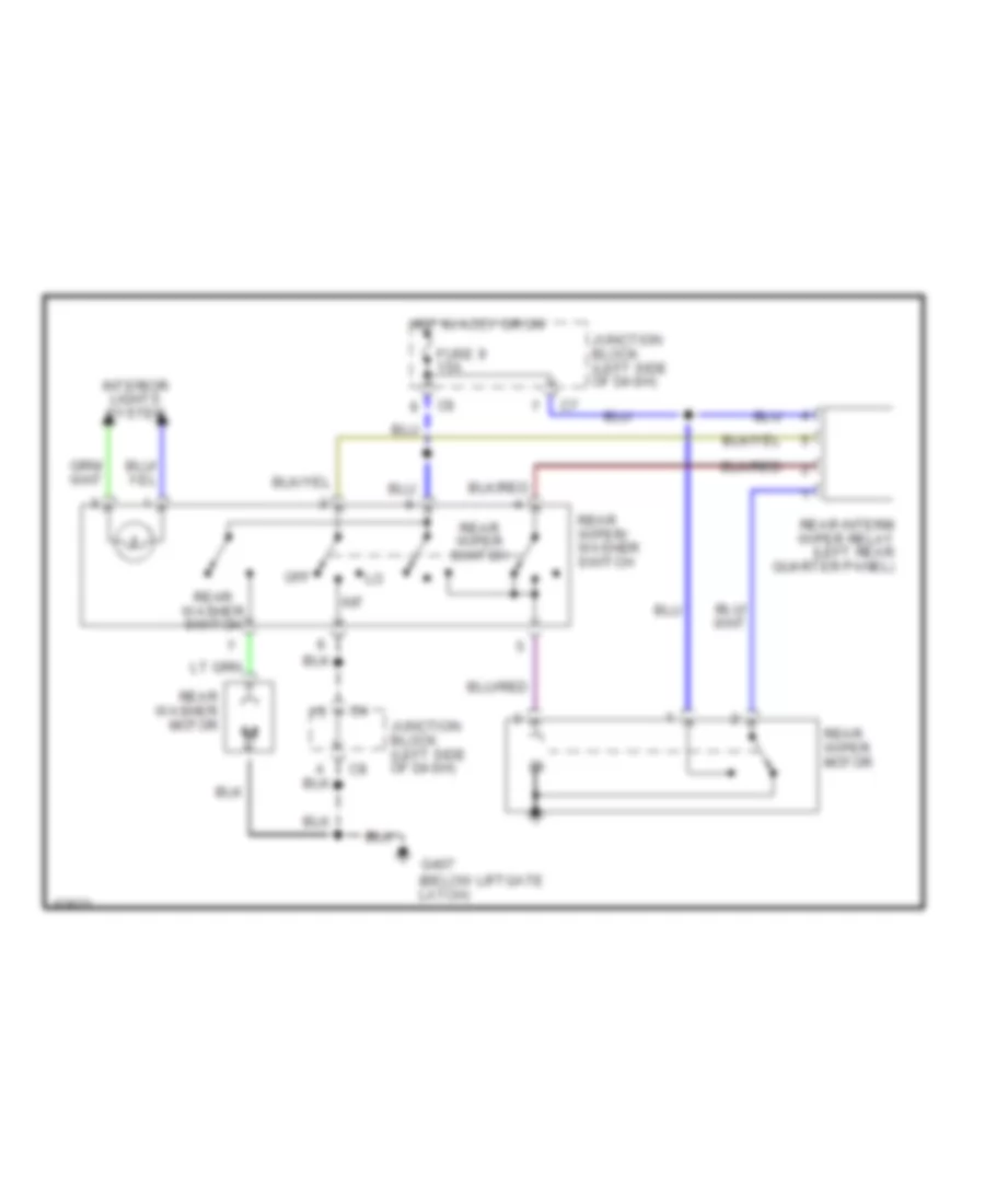 Электросхема заднего стеклоочистителя дворника и омывателя для Mitsubishi Eclipse GSX 1991