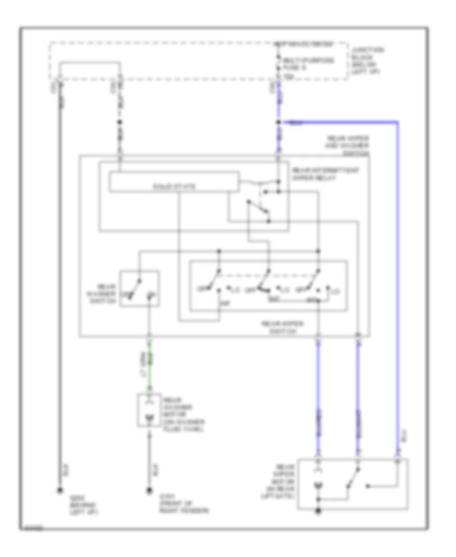 Электросхема заднего стеклоочистителя дворника и омывателя для Mitsubishi Expo Discovery V Sport 1994
