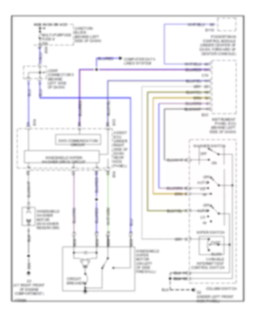 Электросхема стеклоочистителя, дворников и омывателя для Mitsubishi Diamante VR-X 2003