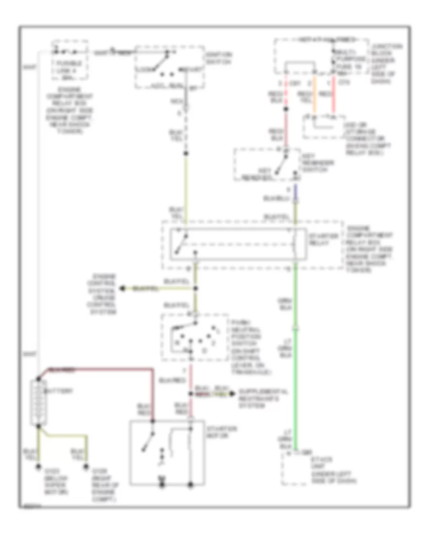 Starting Wiring Diagram, AT with Anti-Theft for Mitsubishi 3000GT 1997