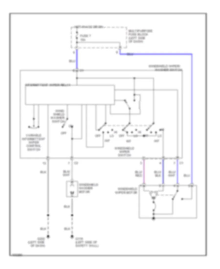Электросхема стеклоочистителя, дворников и омывателя, без Блок управления ETACS для Mitsubishi Galant LS 1991