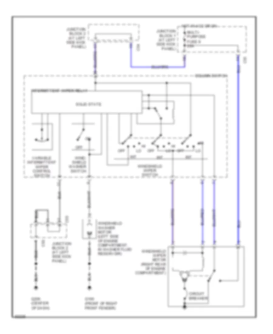 Электросхема стеклоочистителя, дворников и омывателя для Mitsubishi Galant LS 1998
