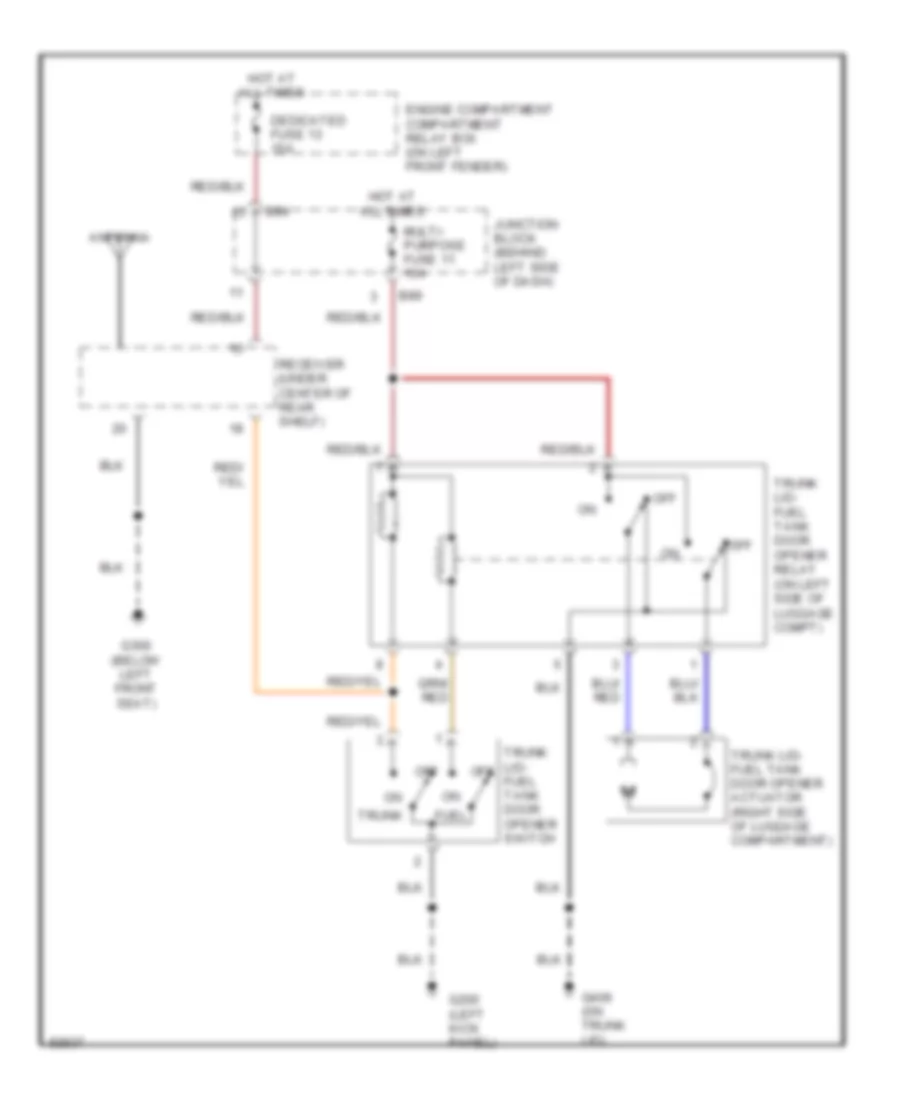 Trunk  Fuel Door Release Wiring Diagram for Mitsubishi Diamante ES 1997