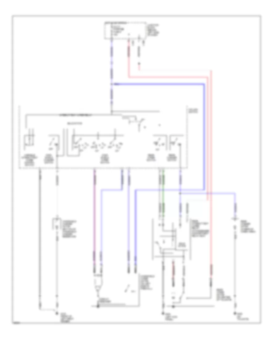 Электросхема стеклоочистителя, дворников и омывателя для Mitsubishi Montero 1998