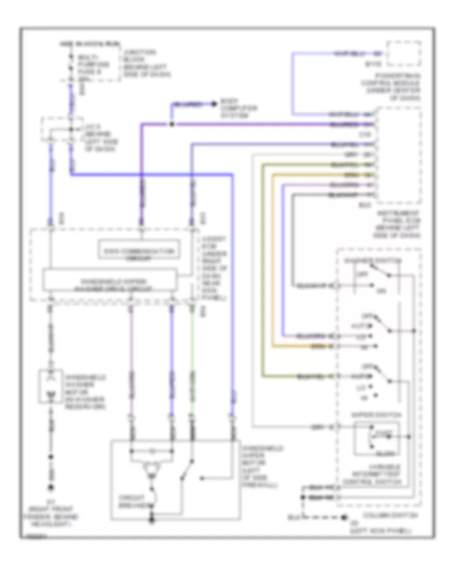 Электросхема стеклоочистителя, дворников и омывателя для Mitsubishi Diamante VR-X 2002