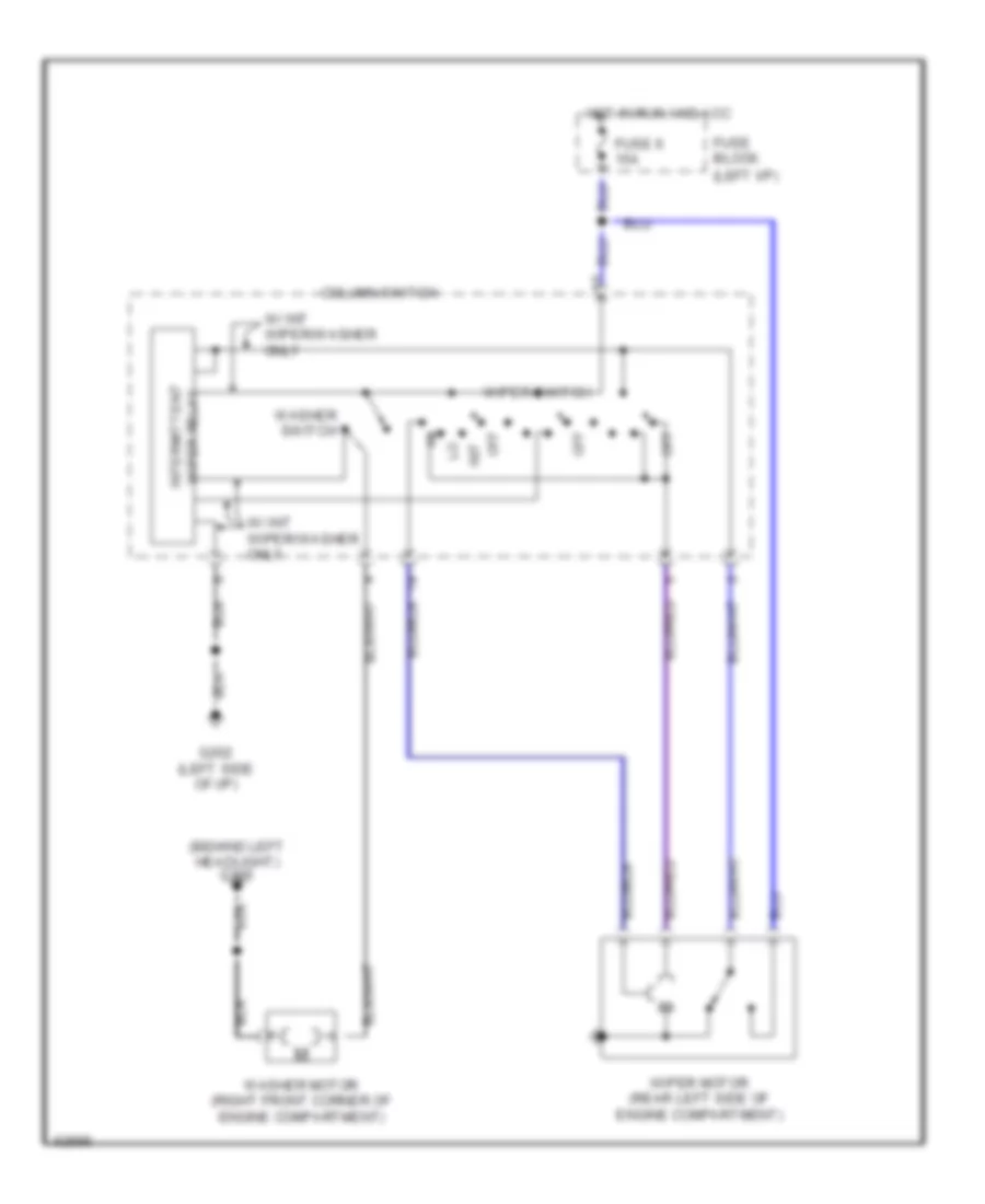 Электросхема стеклоочистителя, дворников и омывателя для Mitsubishi Pickup Mighty Max 1994