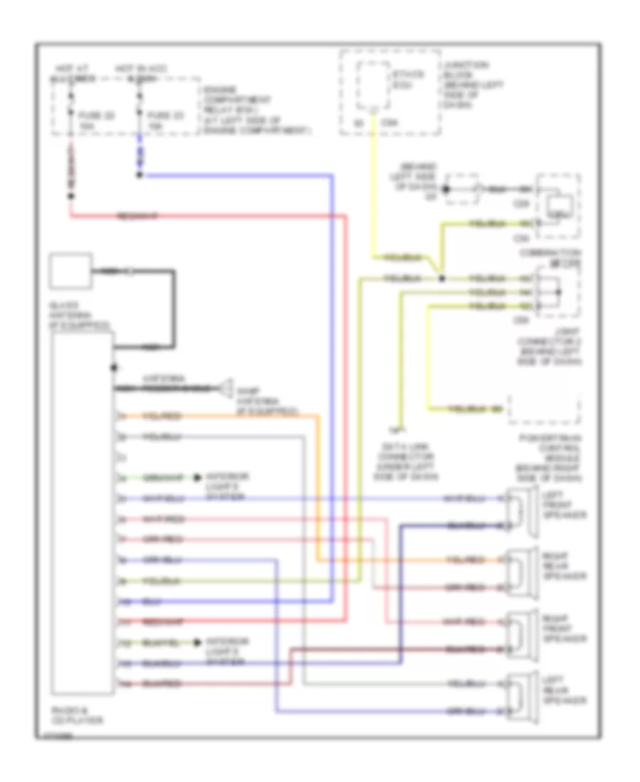 Radio Wiring Diagram, without Amplifier for Mitsubishi Galant DE 2003