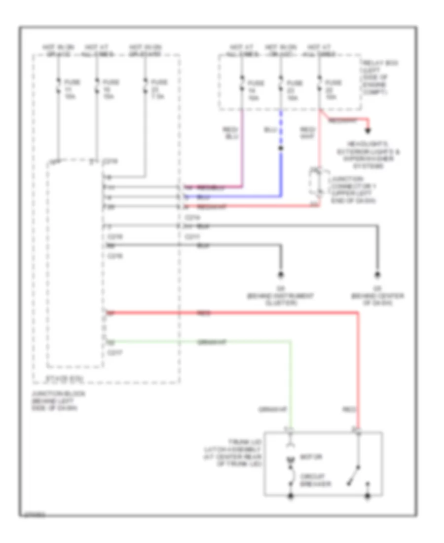 Trunk Tailgate Fuel Door Wiring Diagram for Mitsubishi Galant ES 2007