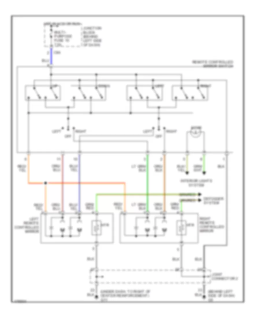 Power Mirrors Wiring Diagram for Mitsubishi Galant GTZ 2003