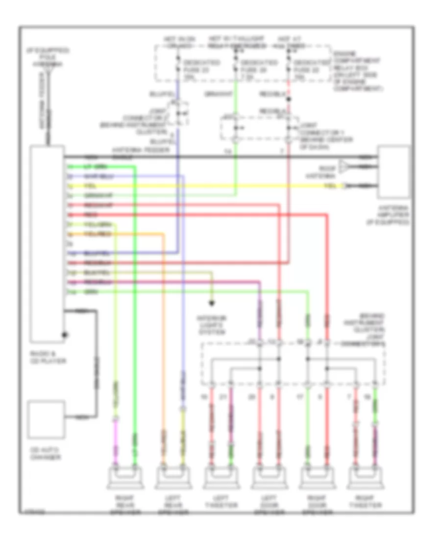 6-Speaker System Wiring Diagram, Except Evolution for Mitsubishi Lancer ES 2003
