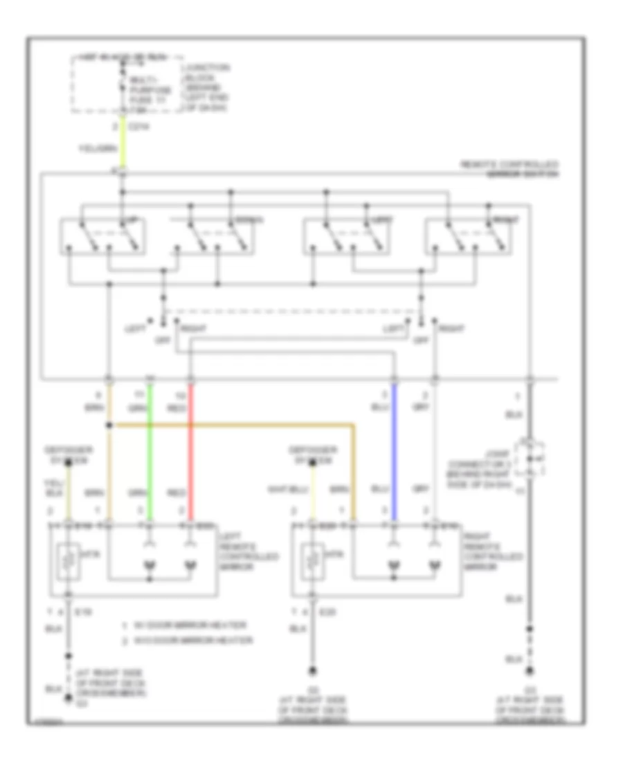 Power Mirrors Wiring Diagram, Except Evolution for Mitsubishi Lancer O-Z Rally 2003