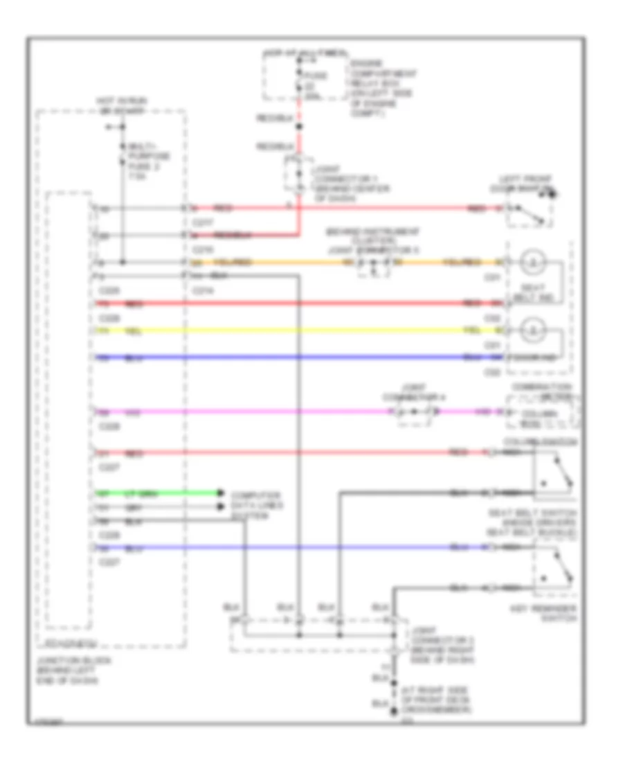 Warning Systems Wiring Diagram, Except Evolution for Mitsubishi Lancer O-Z Rally 2003