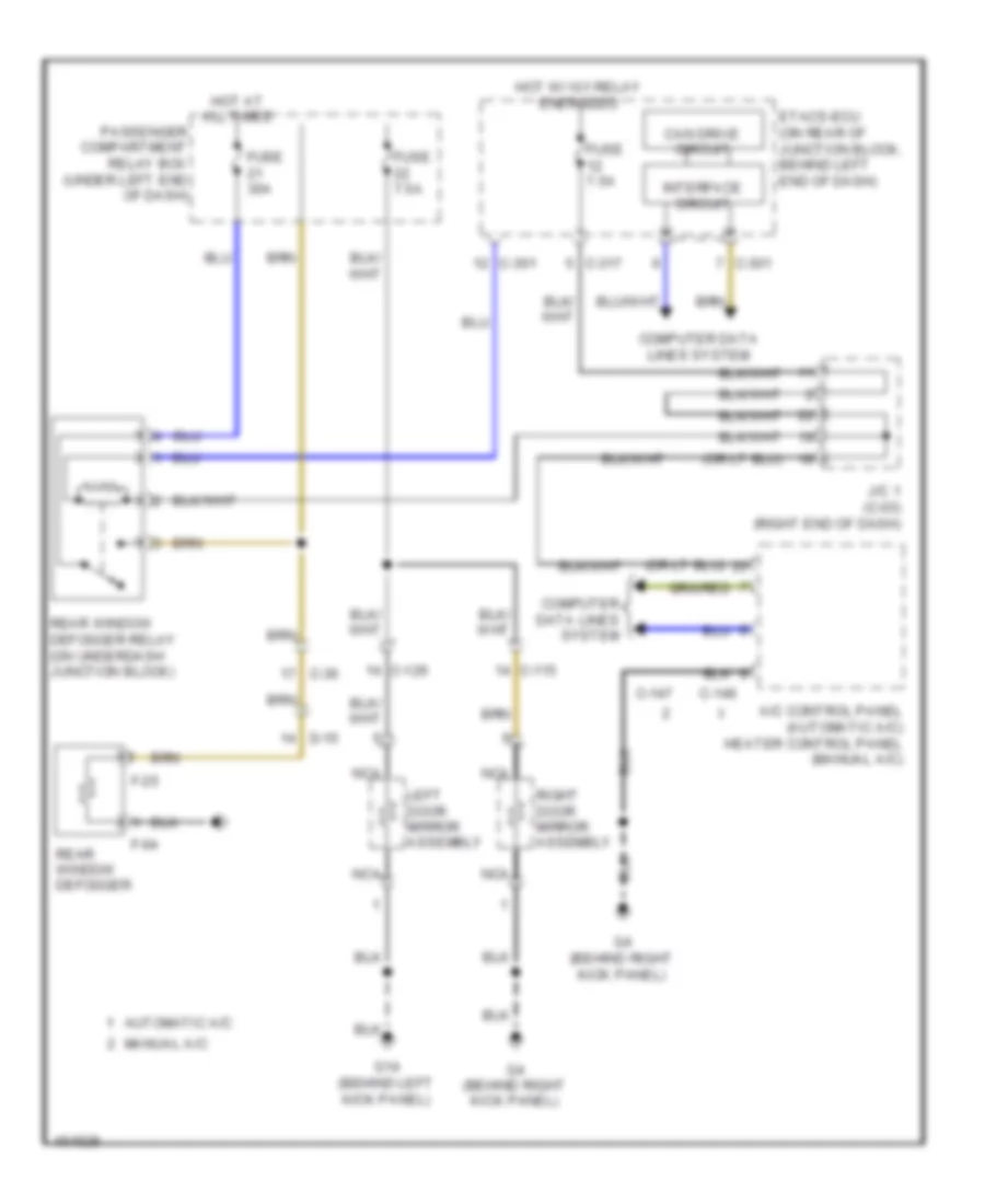 Defoggers Wiring Diagram, Except Evolution for Mitsubishi Lancer Evolution MR 2014