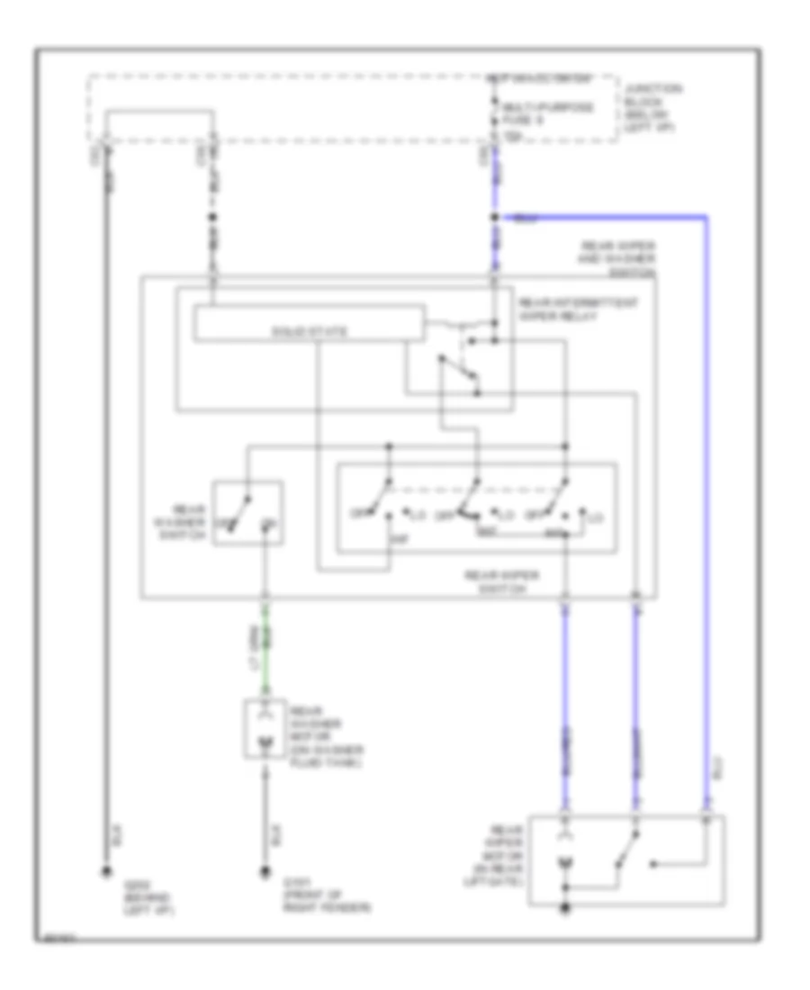 Электросхема заднего стеклоочистителя дворника и омывателя для Mitsubishi Expo Discovery V 1992