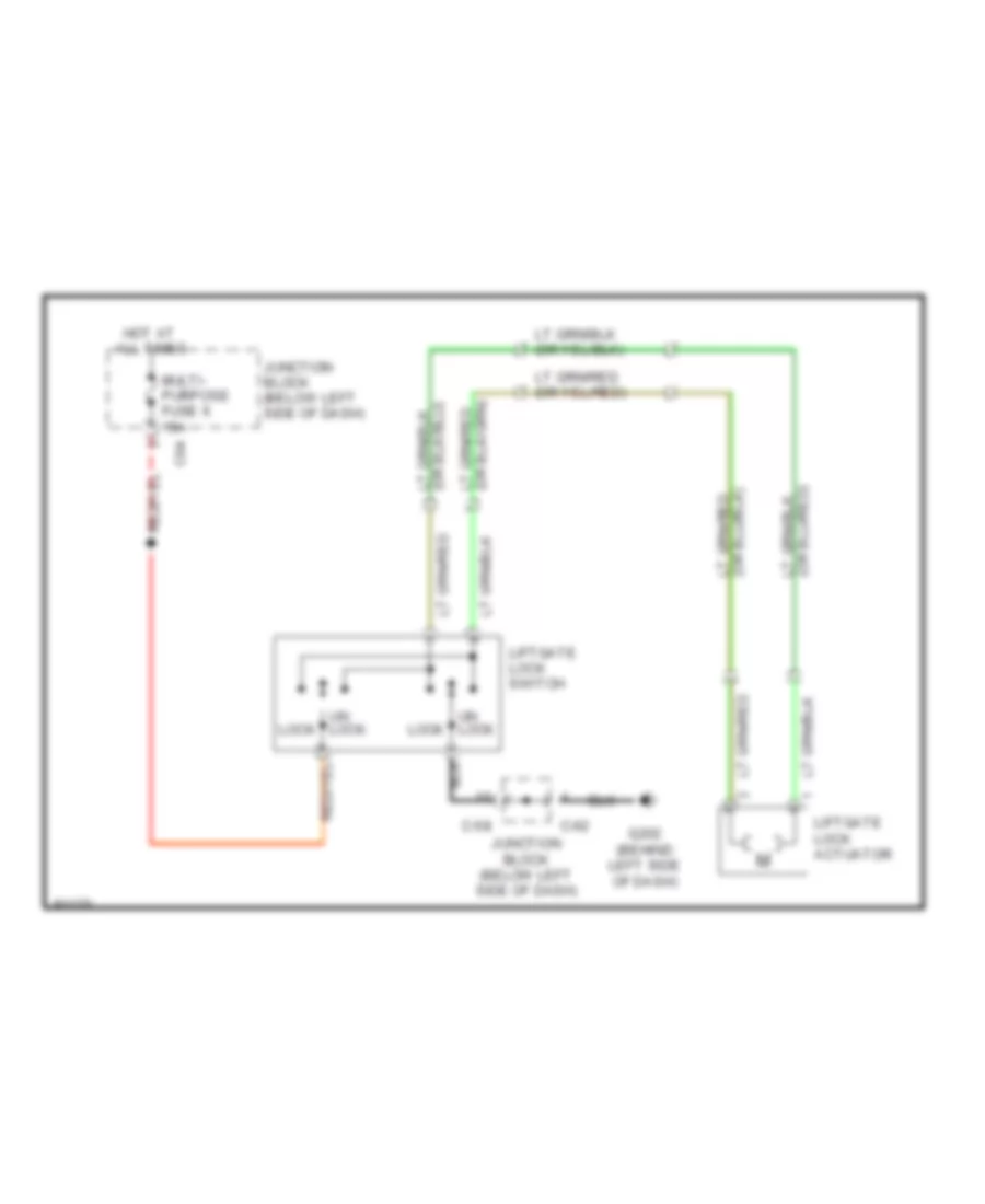 Power Tailgate Lock Wiring Diagram for Mitsubishi Expo SP 1992