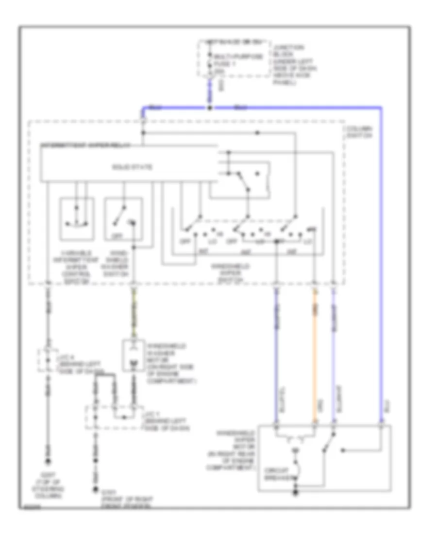 Неустойчивая Электросхема стеклоочистителя, дворников и омывателя для Mitsubishi Mirage LS 1999