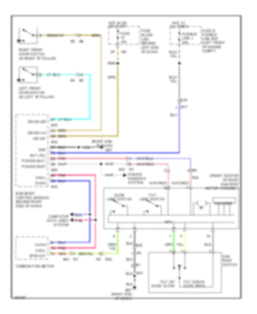 Электросхема привода люка или крыши для Nissan Sentra SE-R Spec V 2011