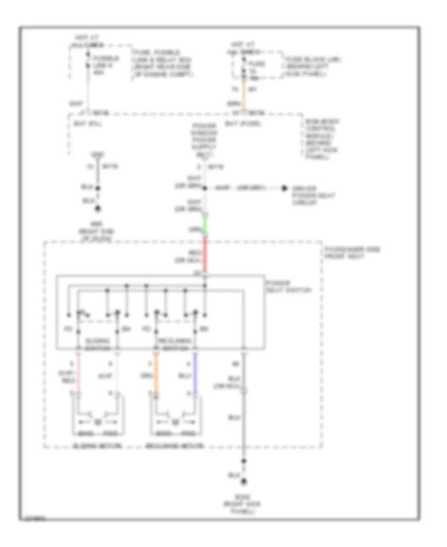 Электросхема привода пассажирского сиденья для Nissan 370Z Touring 2010