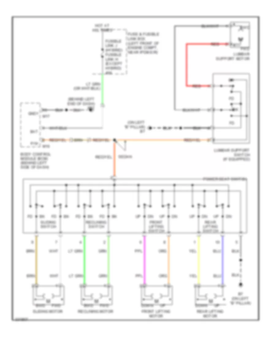 Электросхема привода водительского сиденья для Nissan Altima SR 2010