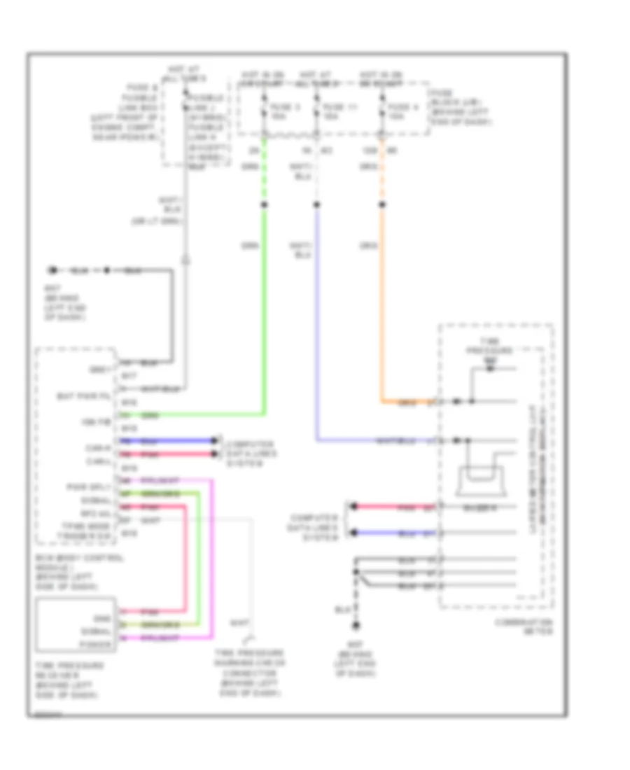 Электросхема системы контроля давления в шинах для Nissan Altima SR 2010