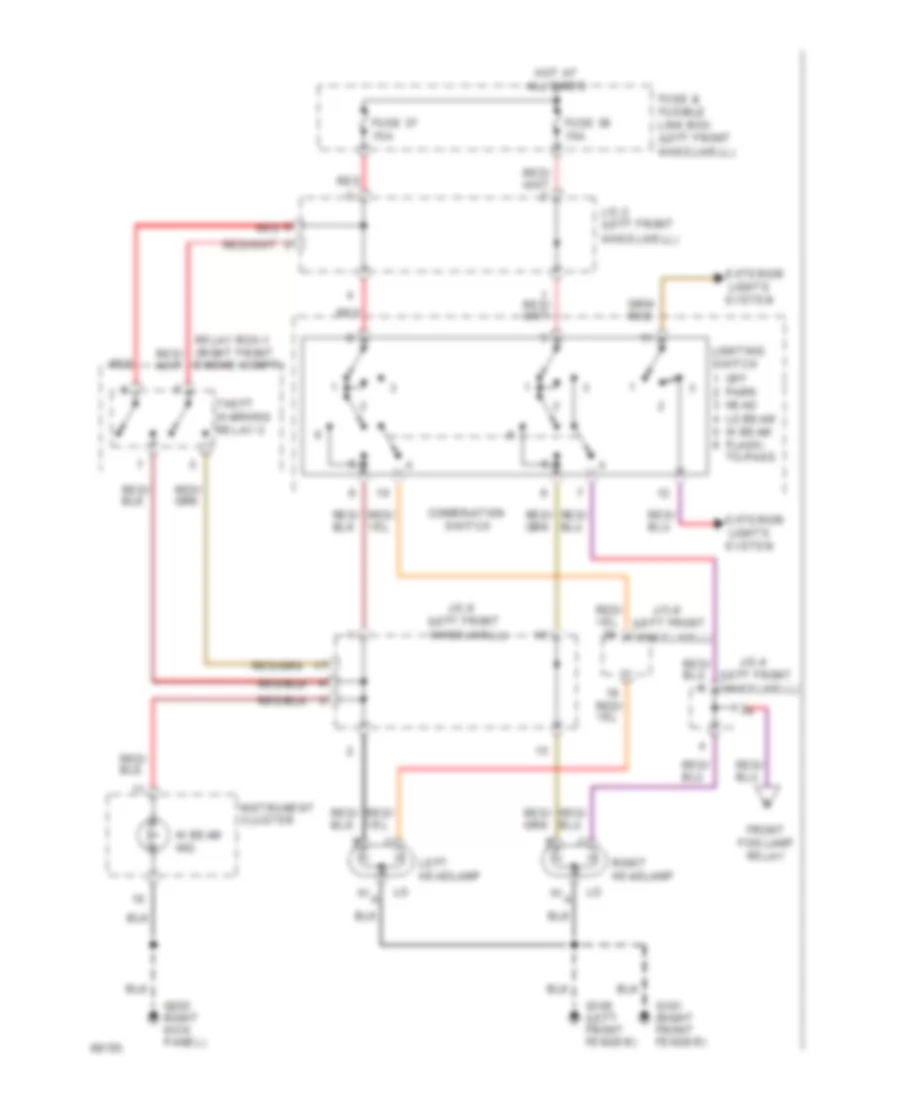 Электросхема фар, без DRL для Nissan Altima SE 1994
