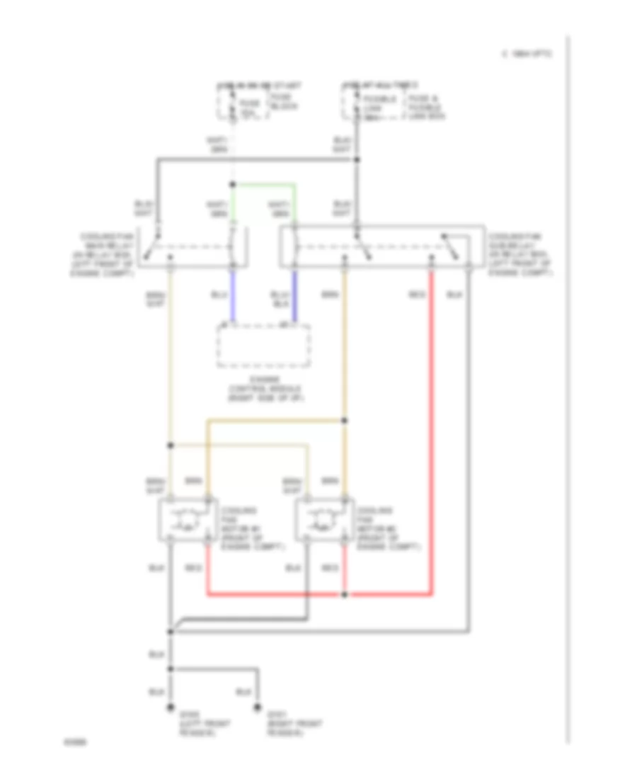 1.6L, Электросхема системы охлаждения, A/T для Nissan Sentra GXE 1994