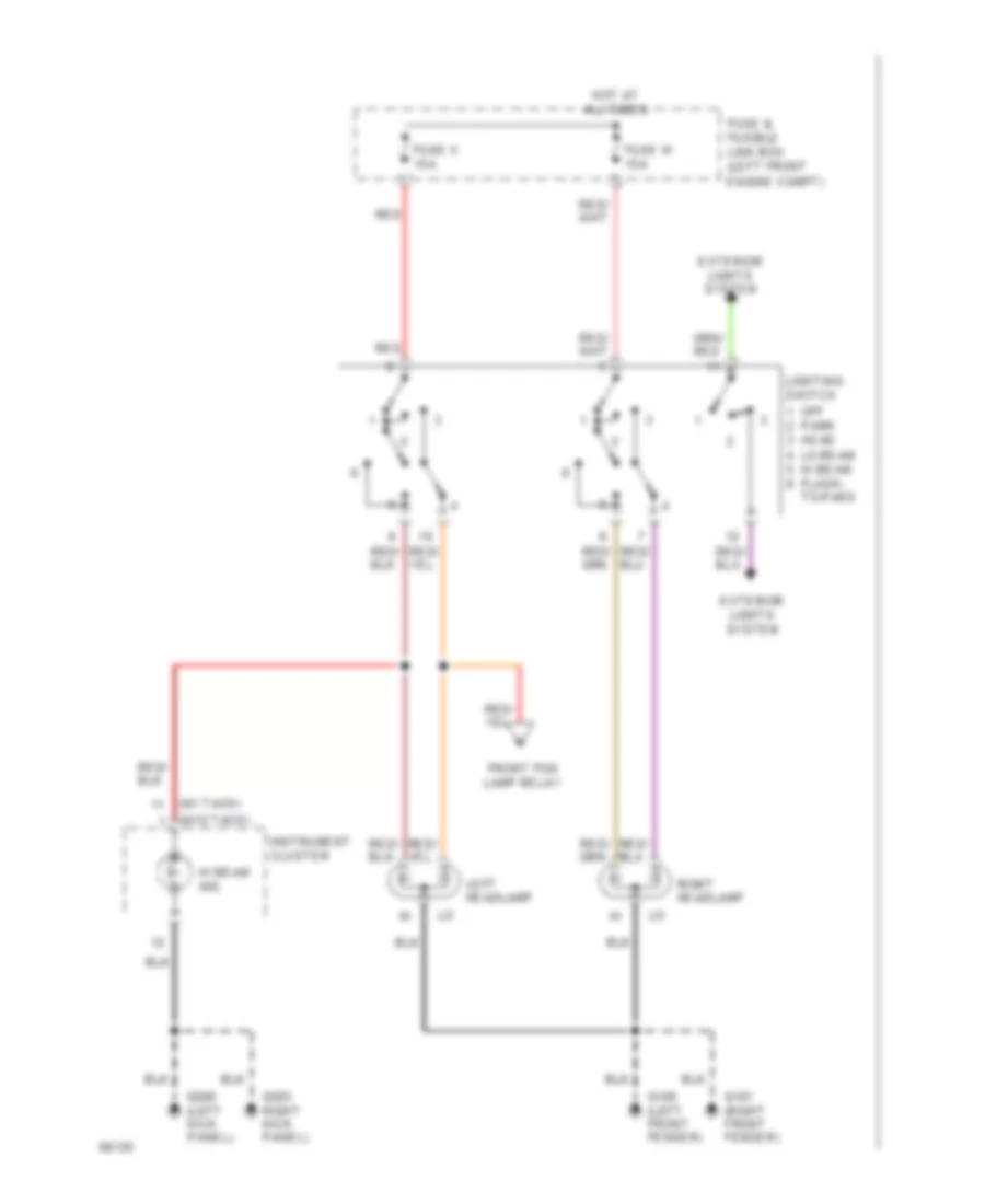 Электросхема фар, без DRL для Nissan Sentra GXE 1994