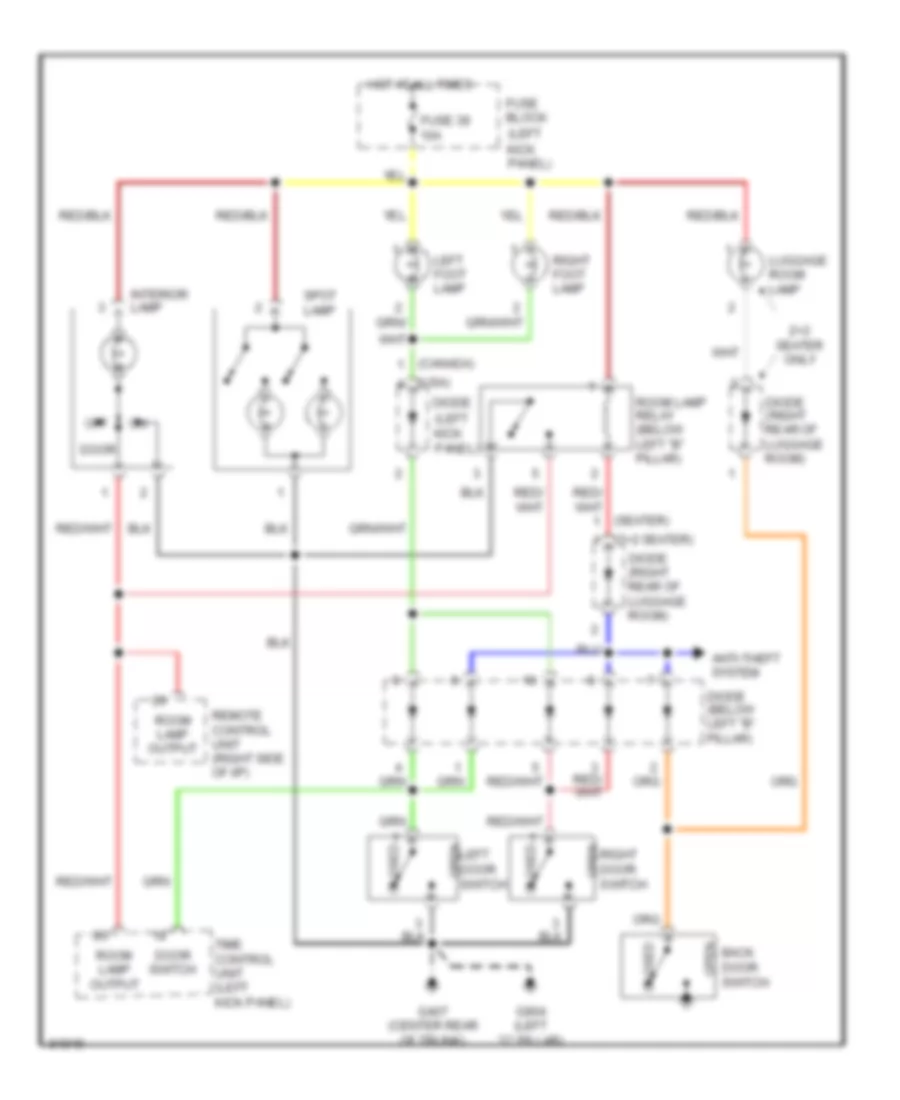 Courtesy Lamps Wiring Diagram, Except Convertible for Nissan 300ZX 1996