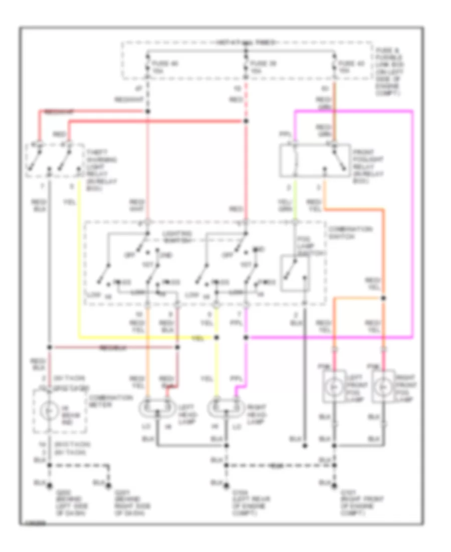 Headlight Wiring Diagram, without DRL for Nissan Sentra GXE 2000