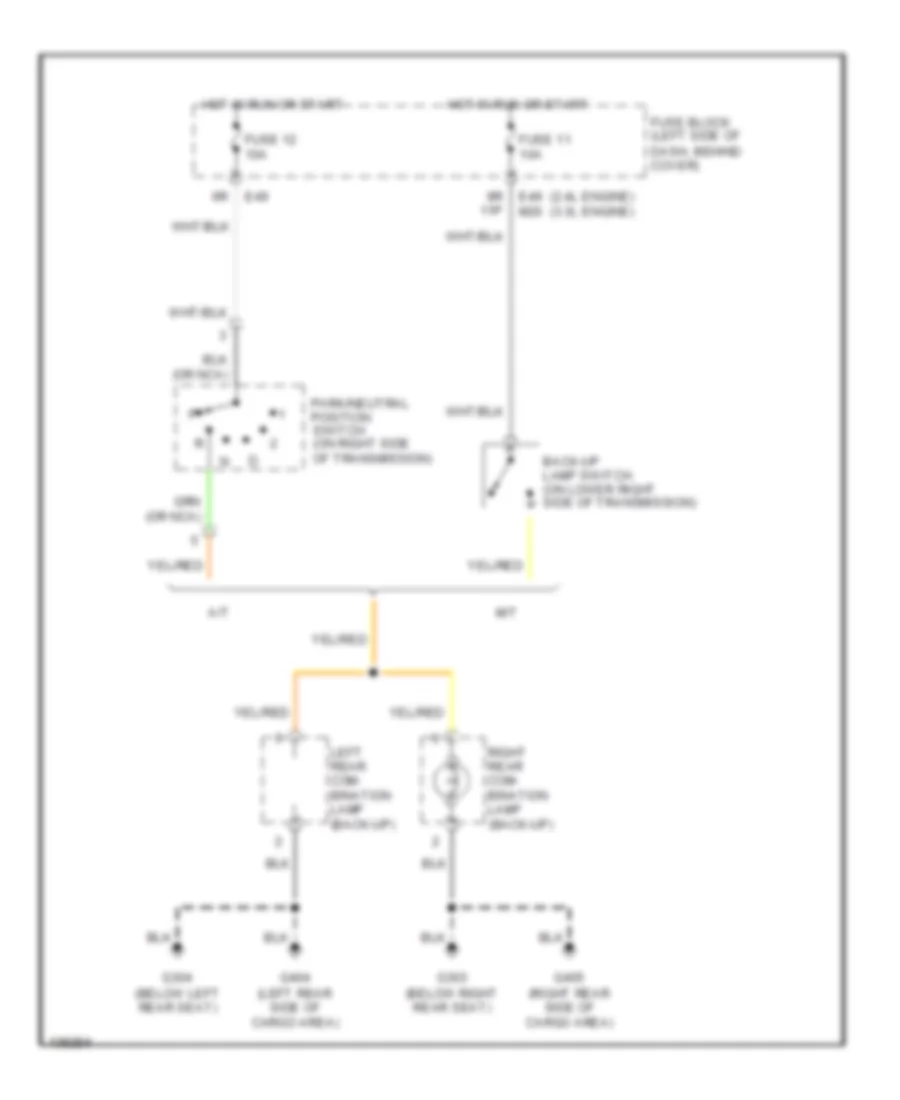 Back up Lamps Wiring Diagram for Nissan Xterra XE 2000