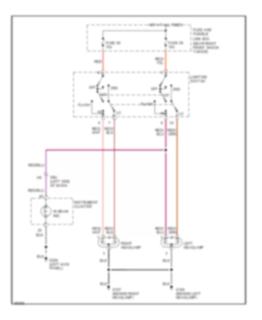 Headlight Wiring Diagram, without DRL for Nissan Pathfinder LE 1996