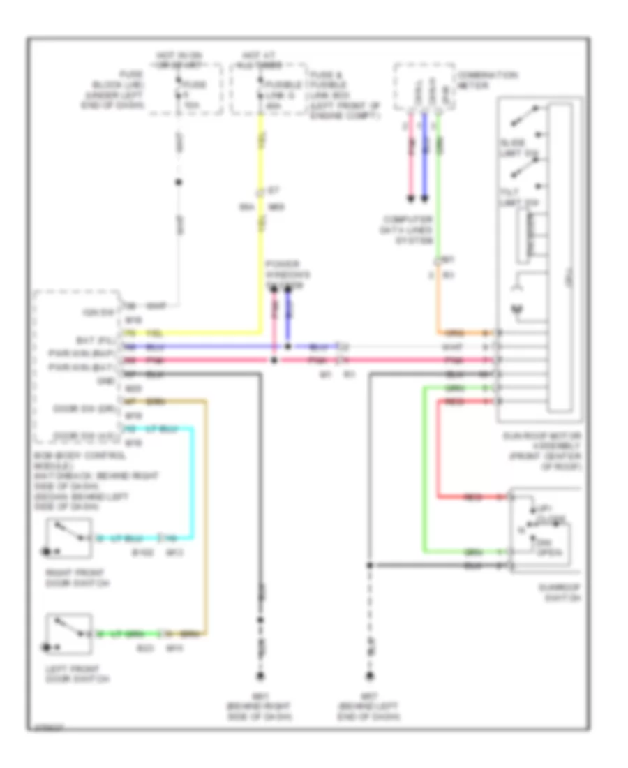 Power TopSunroof Wiring Diagram for Nissan Versa SL 2012