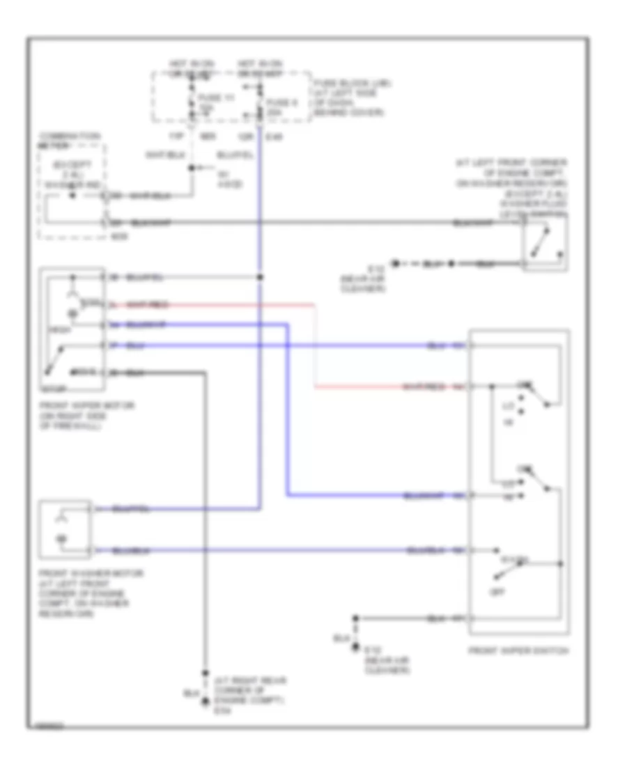 Электросхема передних стеклоочистителей дворников и омывателя лобового стекла С 2 скоростями для Nissan Xterra SE 2004