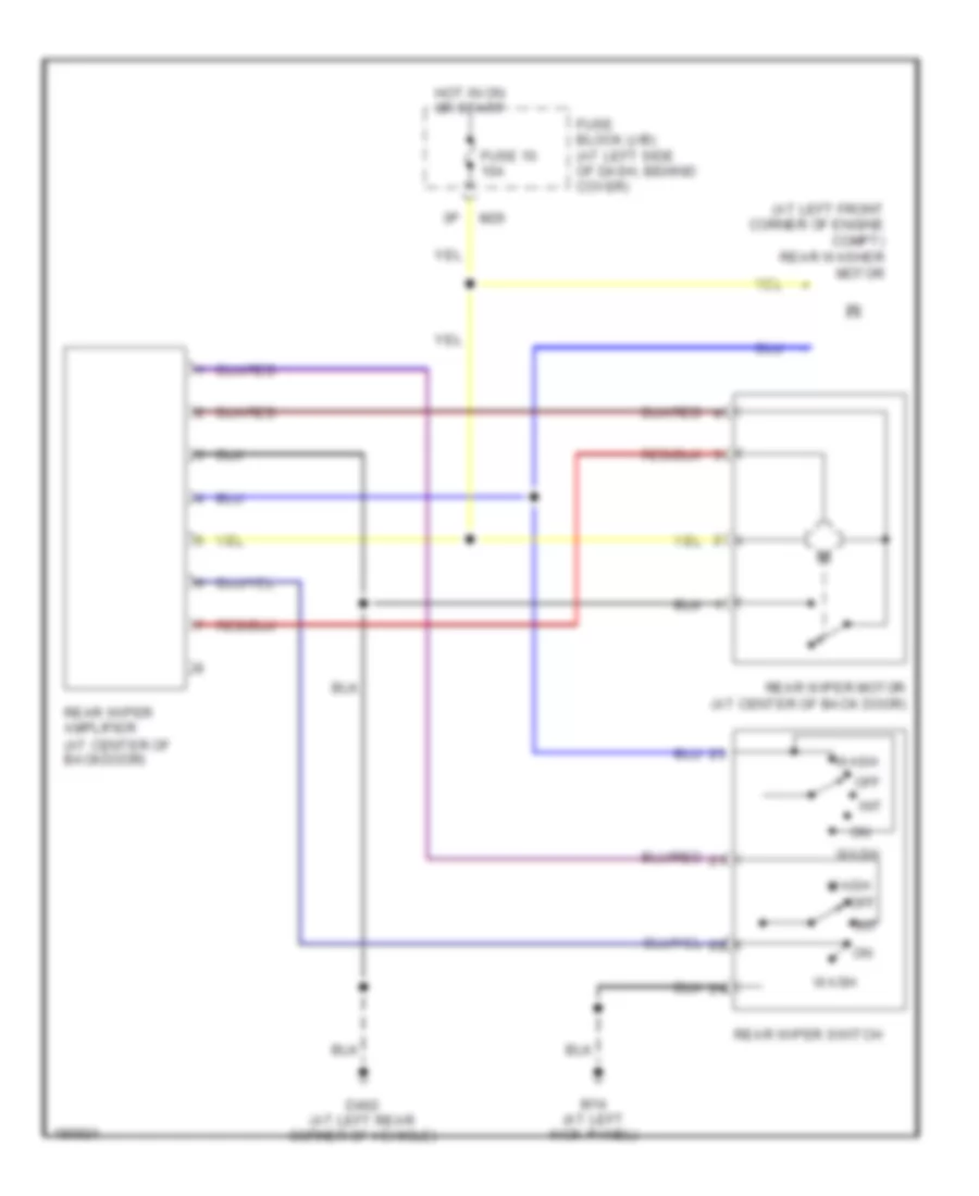 Электросхема заднего стеклоочистителя дворника и омывателя для Nissan Xterra SE 2004