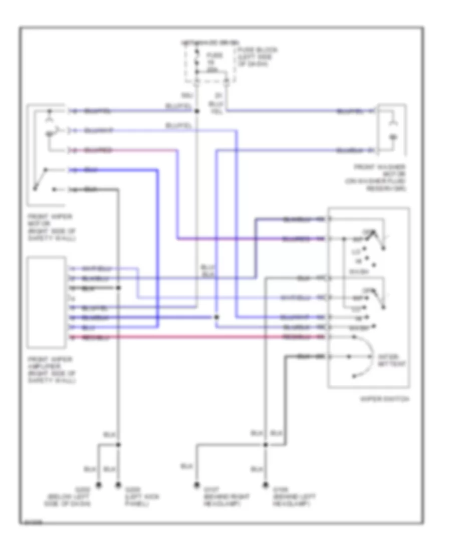 Электросхема передних стеклоочистителей дворников и омывателя лобового стекла для Nissan Pathfinder XE 1996