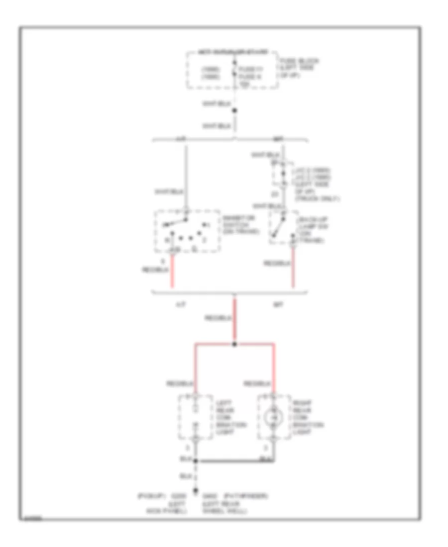 Back up Lamps Wiring Diagram for Nissan Pickup XE 1996