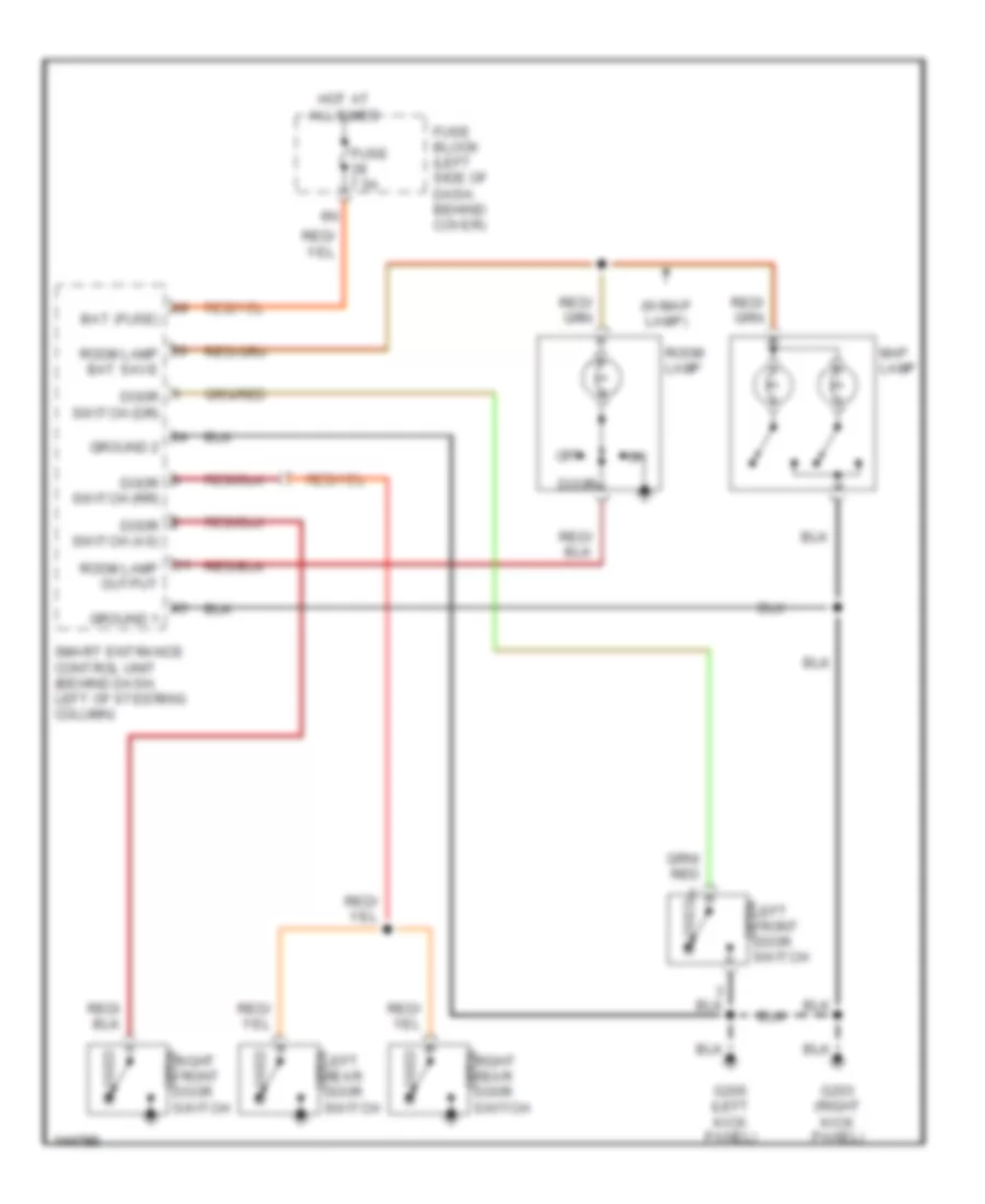 Courtesy Lamps Wiring Diagram, Crew Cab with Power Door Locks for Nissan Frontier SC 2001