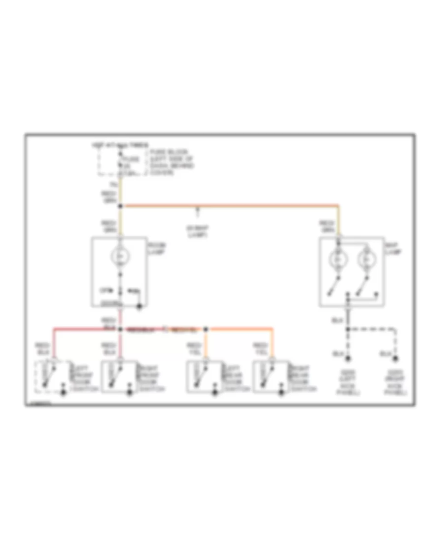 Courtesy Lamps Wiring Diagram, Crew Cab without Power Door Locks for Nissan Frontier SC 2001