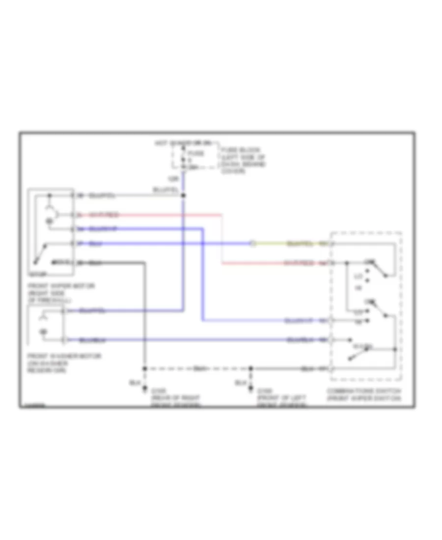 Электросхема стеклоочистителя, дворников и омывателя С 2 скоростями для Nissan Frontier S/C 2001