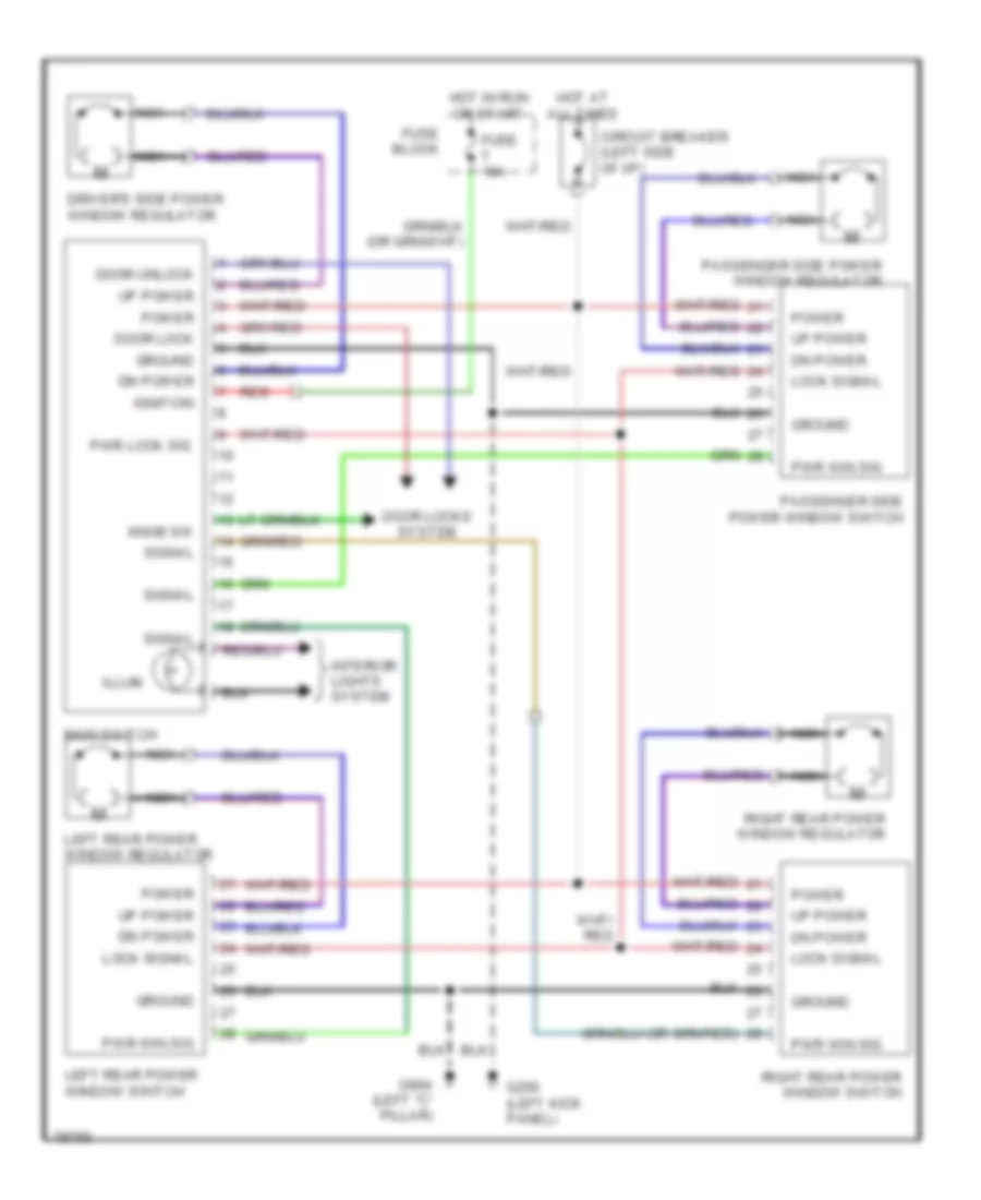 Power Window Wiring Diagram Sedan for Nissan Sentra XE 1992