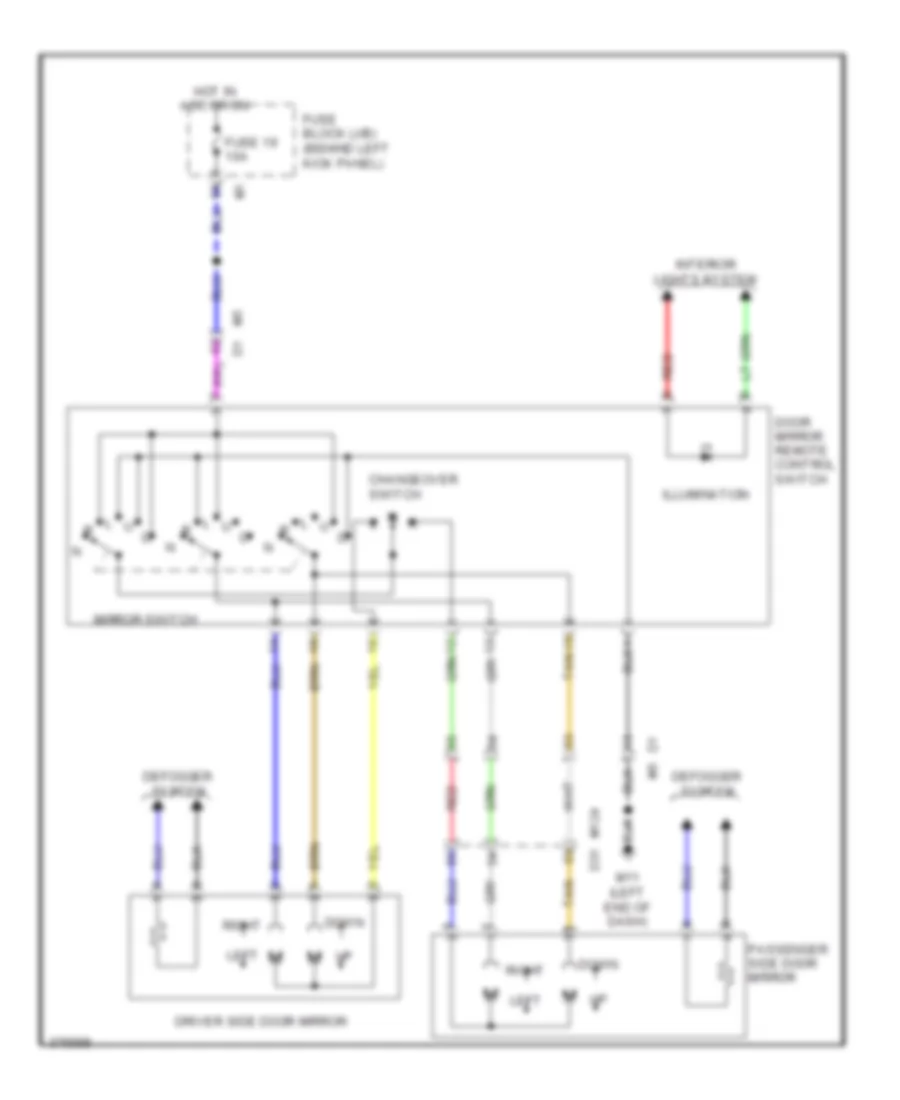 Power Mirrors Wiring Diagram for Nissan 370Z Touring 2012